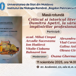 Masa rotundă „Criticul și istoricul literar Dumitru Apetri, la vârsta împlinirilor profesionale”