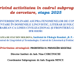 Raport privind activitatea în cadrul subprogramului de cercetare, etapa 2025